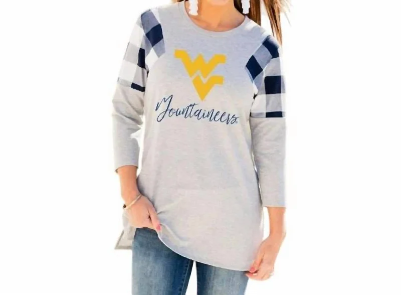 West Virginia University Get In Check Tunic In Grey/navy