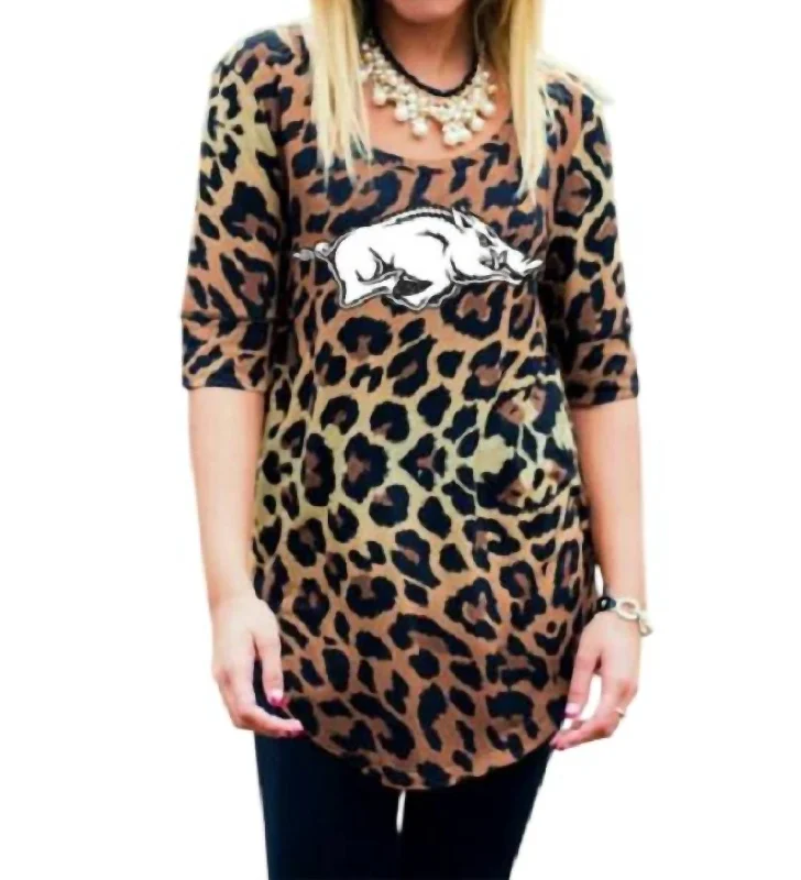 University Of Arkansas Logo Tunic In Leopard