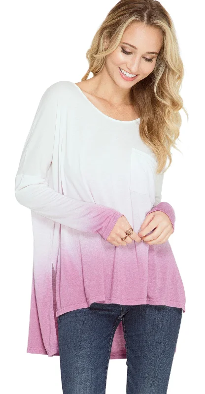 Ombre Dip Dye Pocket Tunic Top, Mauve