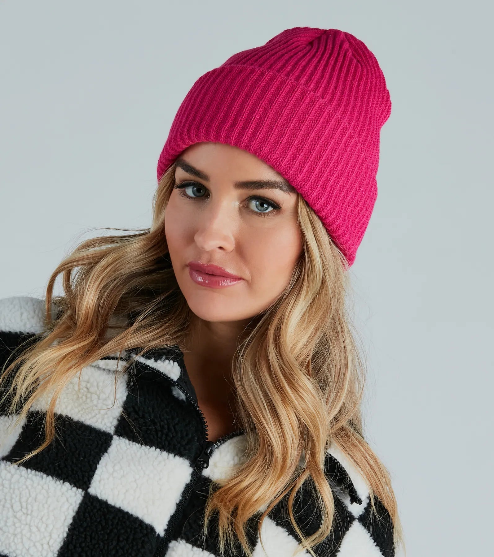 Cute Classic Fold-Over Ribbed Knit Beanie