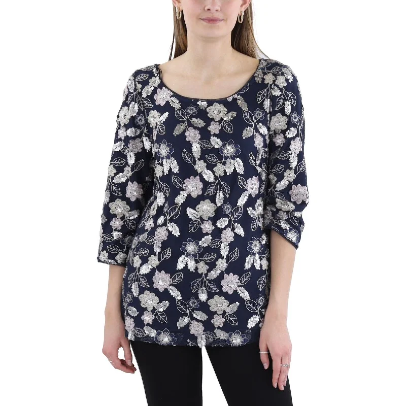 Womens Embellished Polyester Tunic Top