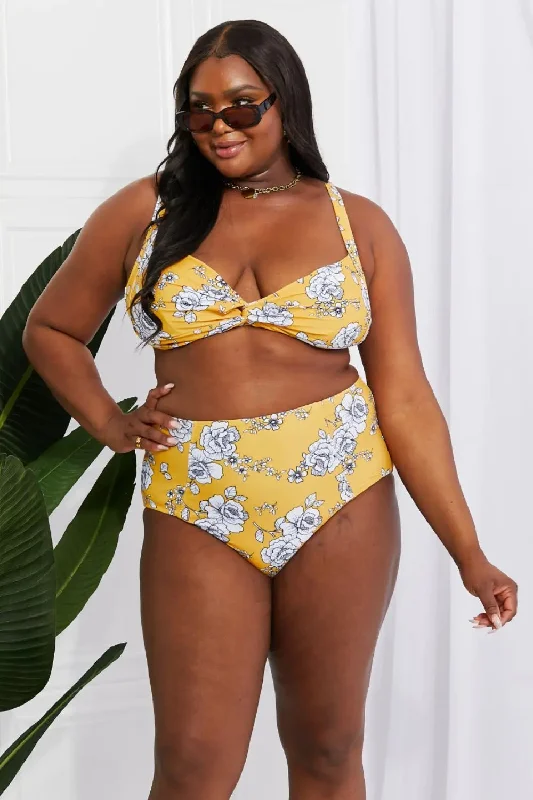 BazaarBey Take A Dip Twist High-Rise Bikini in Mustard