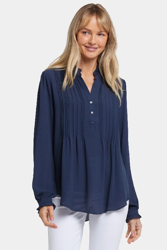 Pleated Front Tunic - Oxford Navy