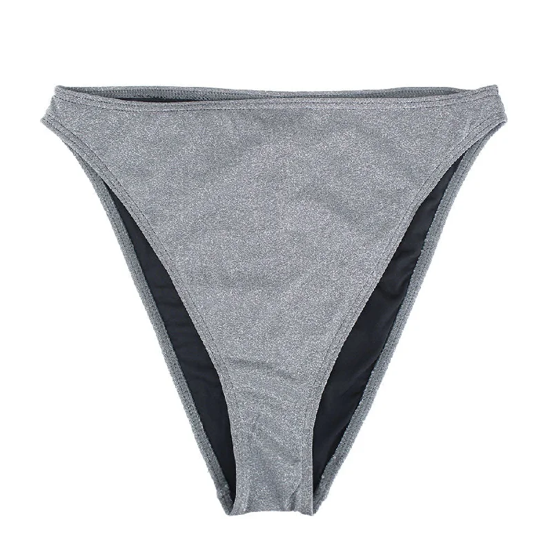 Women's Glitter High Waist Bikini Bottom,Grey