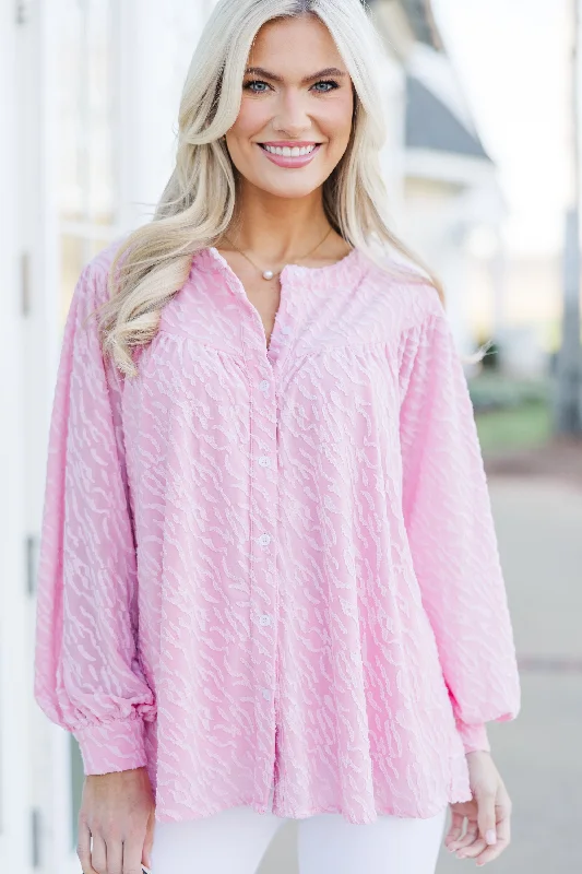 Can't Stop Dreaming Pink Textured Tunic