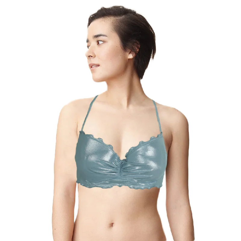 Women's Metallic Bikini Top,Silver