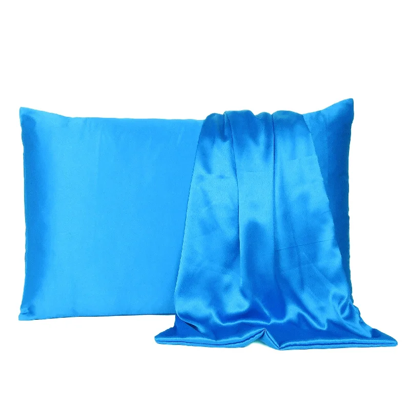 Blue Dreamy Set Of 2 Silky Satin Standard Pillowcases