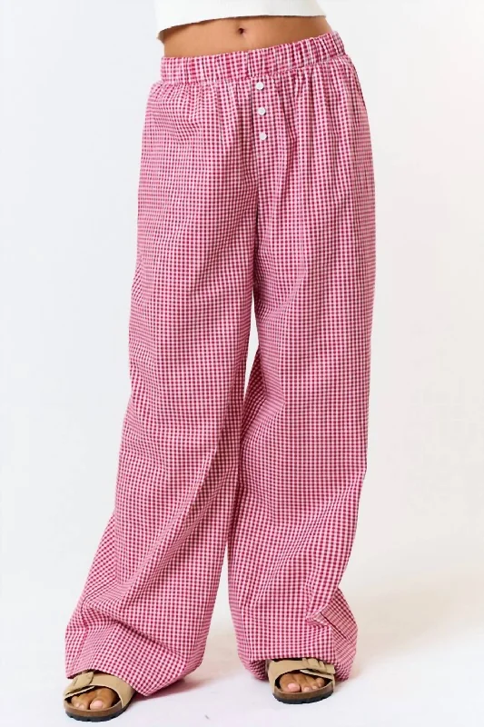 Gingham Check Pant In Red