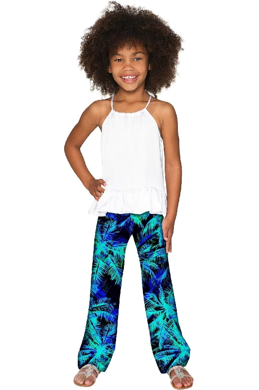 Electric Jungle Amelia Blue Green Printed Palazzo Pant - Girls