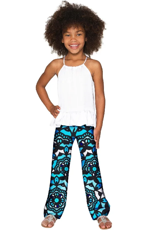 Kaleidoscope Amelia Trendy Blue Stretch Palazzo Pant - Girls