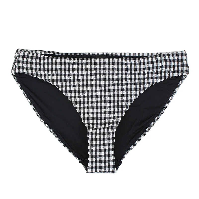 Women's Plaid Bikini Bottom,Black/White