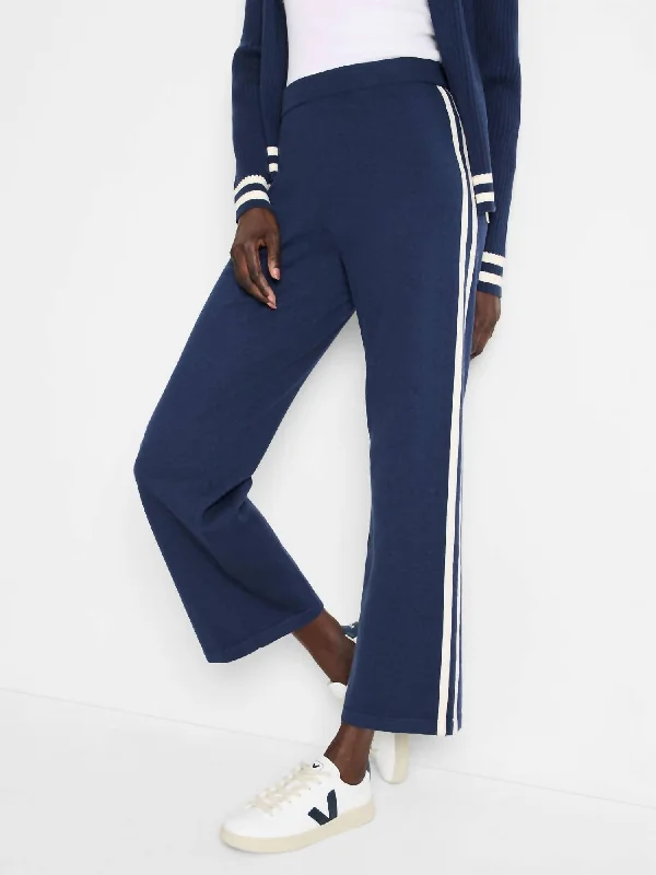 Cool Down Wide Leg Track Pant In Navy