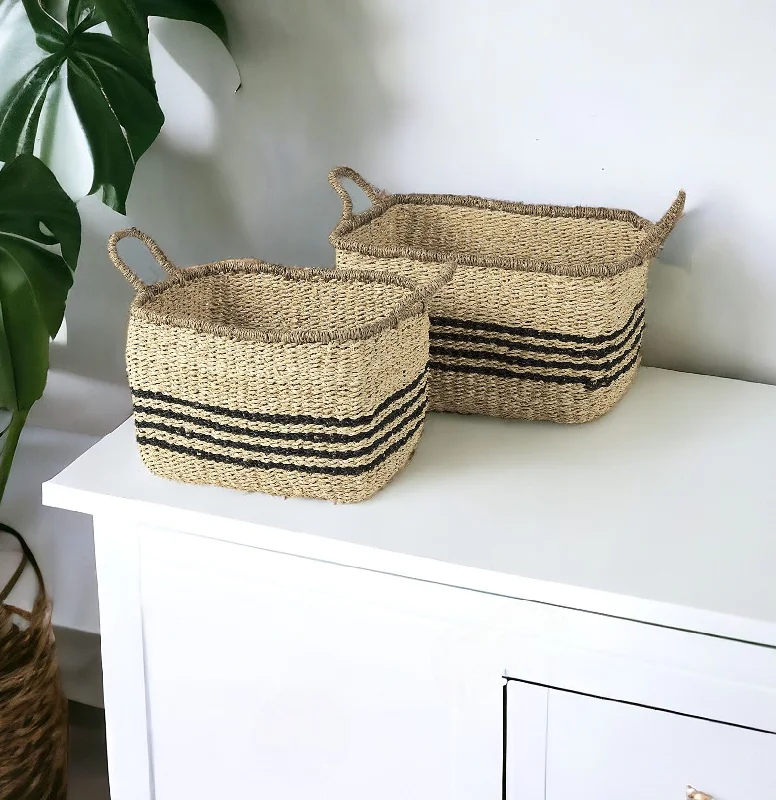 Set of Two 13" Natural Wicker Basket