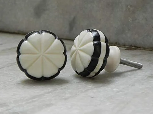 Indian-Shelf 8 Piece White Knobs -Bone Knobs - Vintage Door Handle Set for Main Door - 3.17 cm Door Pulls