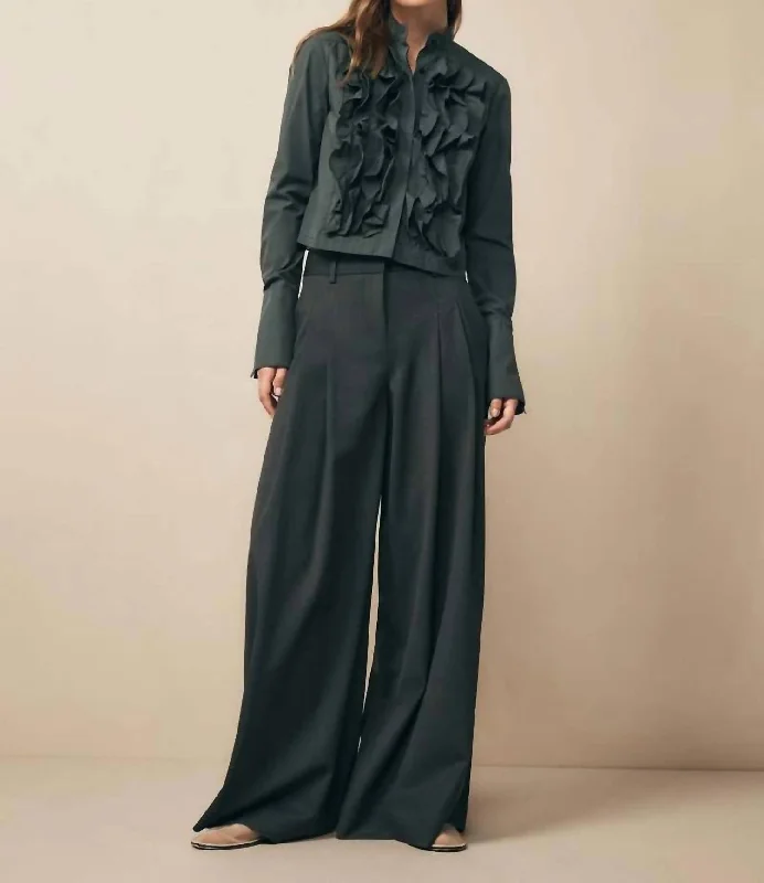 Didi Wide Leg Pant In Military Green