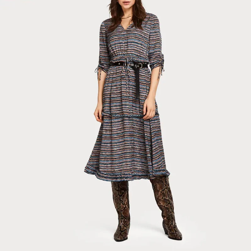 Printed Midi Dress (Navy Print)