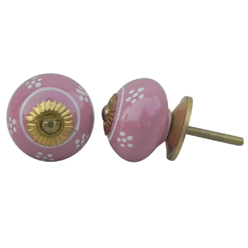 Indian-Shelf 8 Piece Pink Knobs -Ceramic Drawer Knob - Floral Main Door Handle Set - 3.81 cm Door Pulls