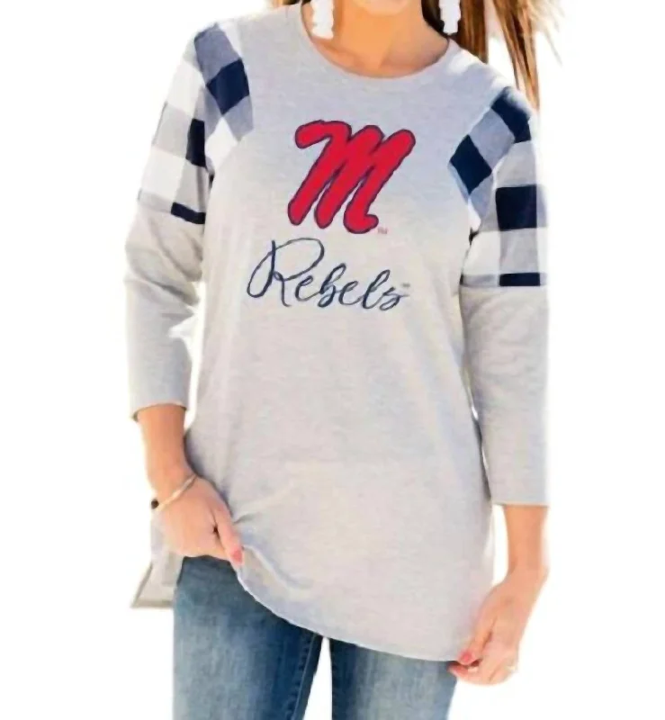 Ole Miss Get In Check Tunic In Grey/navy