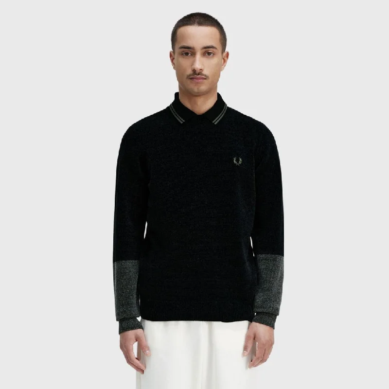 Colour Block Chenille Jumper (Black)