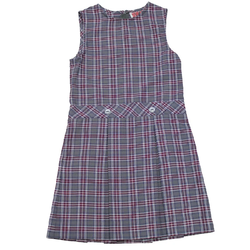 Grey Burgundy White Plaid-6t