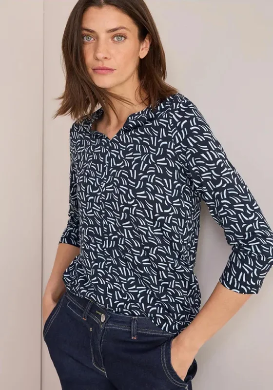 Cecil Printed Tunic Style Top, Navy and Blue