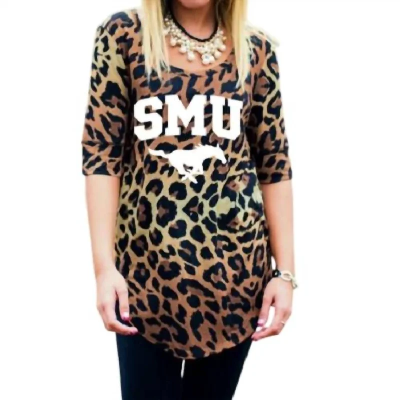 Smu Logo Tunic In Leopard