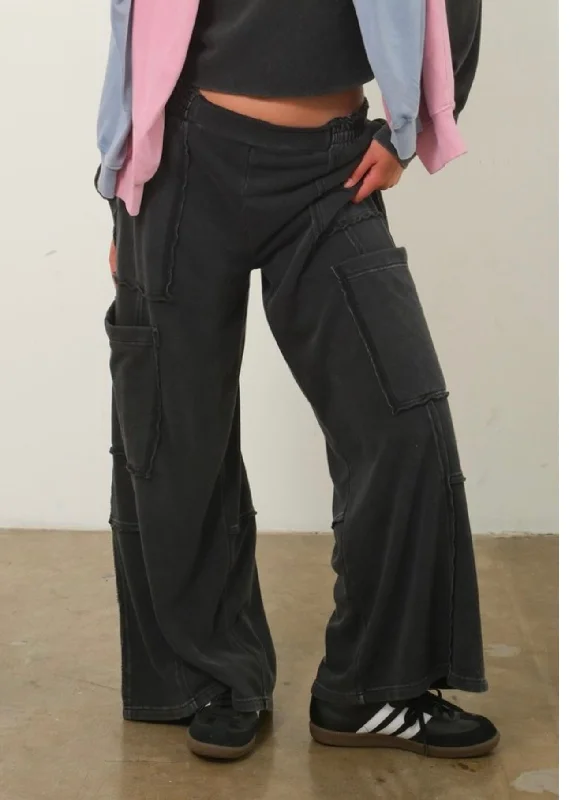 Mineral Wash Wide Leg Lounge Pant | Boutique Elise | Brinley