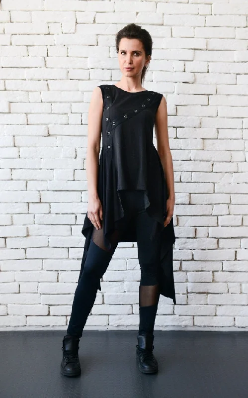 Asymmetric Black Long Tunic