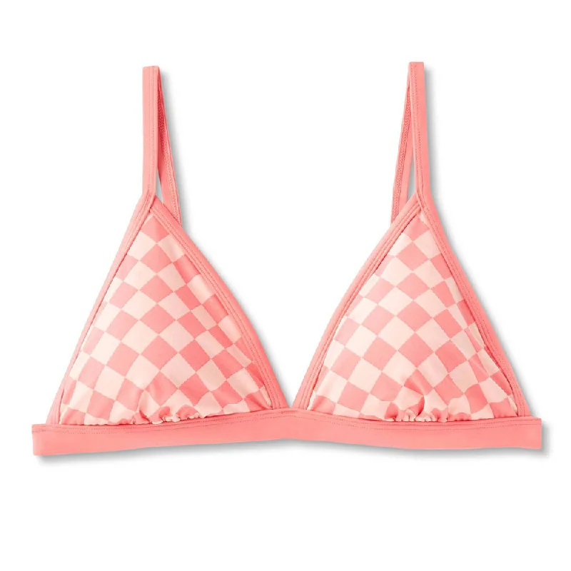 Women's Plaid Triangle Form Bikini Top,Coral