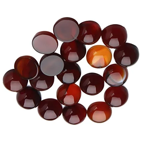 arythe 20set Natural Flatback Cabochon Gemstone Bead for DIY Jewelry Making Red