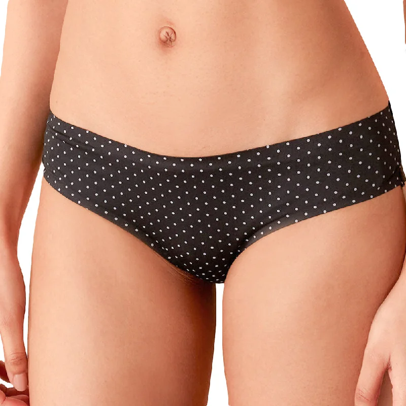 Women's Polka Dot Bikini Bottom,Black/White