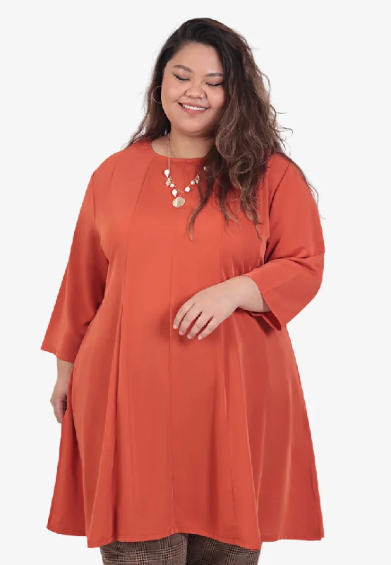 Maimuna Minimalist Easy Wear Tunic Top - Pumpkin Orange