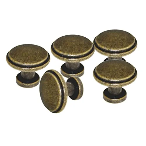 FZC 5Pcs Round Knob Door Closet Drawer Furniture Pull Handles Bronze