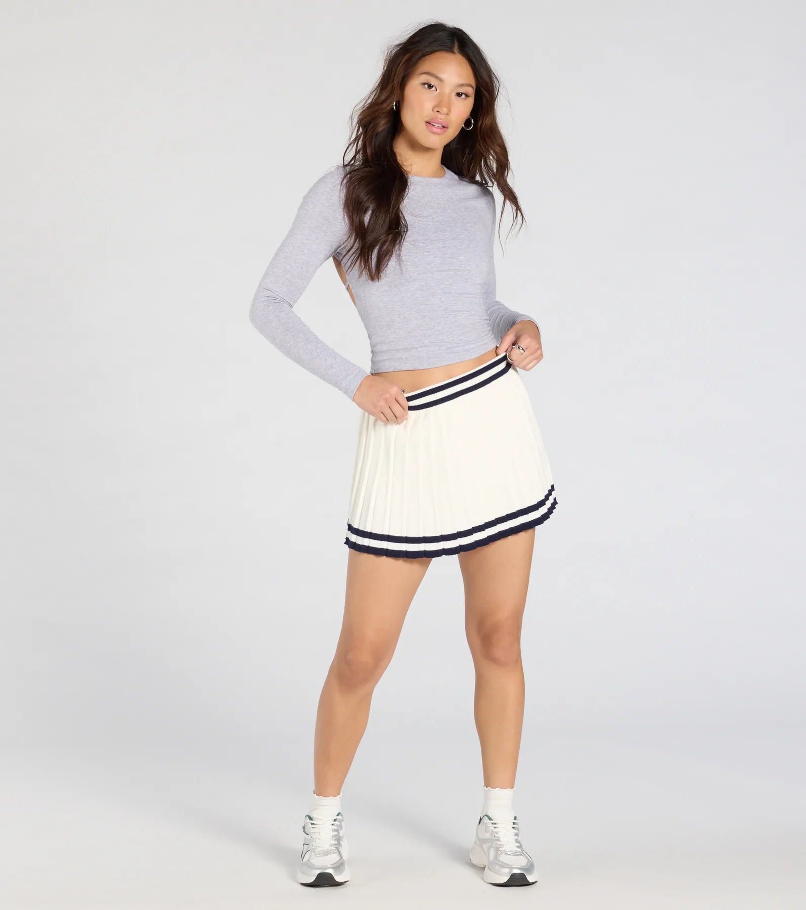 Preppy Demure Pleated Striped Knit Skort