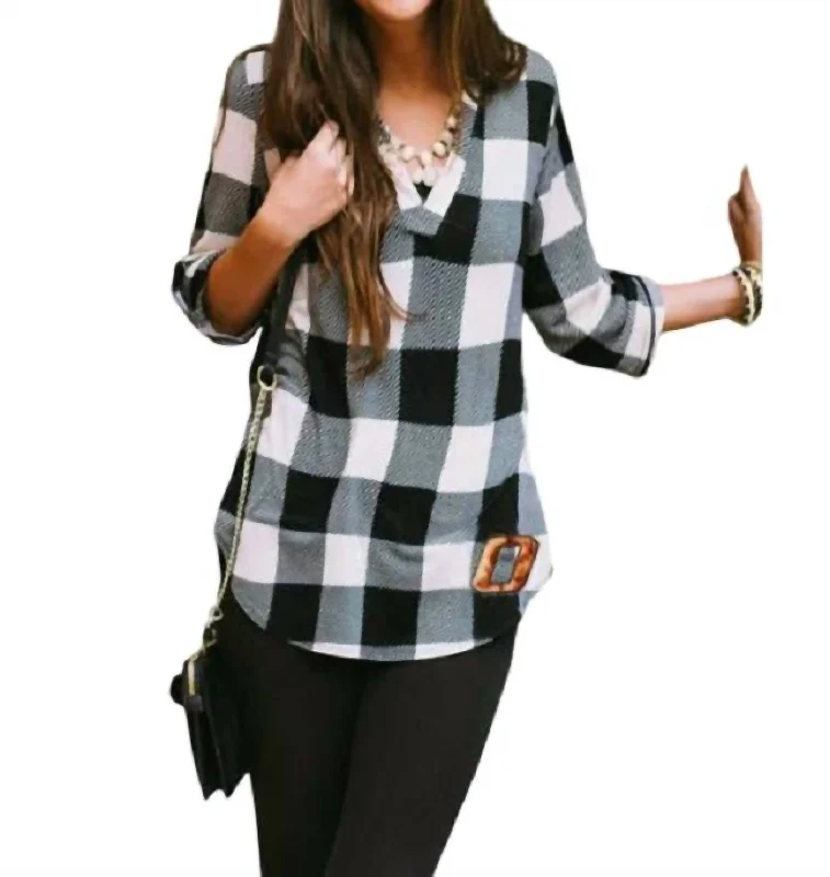 Oklahoma State University Plaid Tunic In Black/white