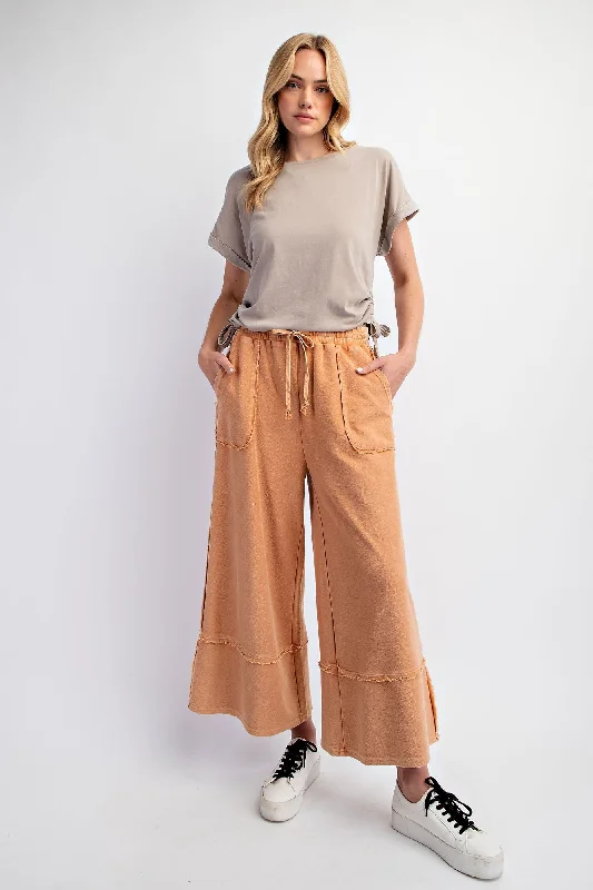 Cinnamon Mineral Wash Wide Leg Pant | Boutique Elise | Cassie