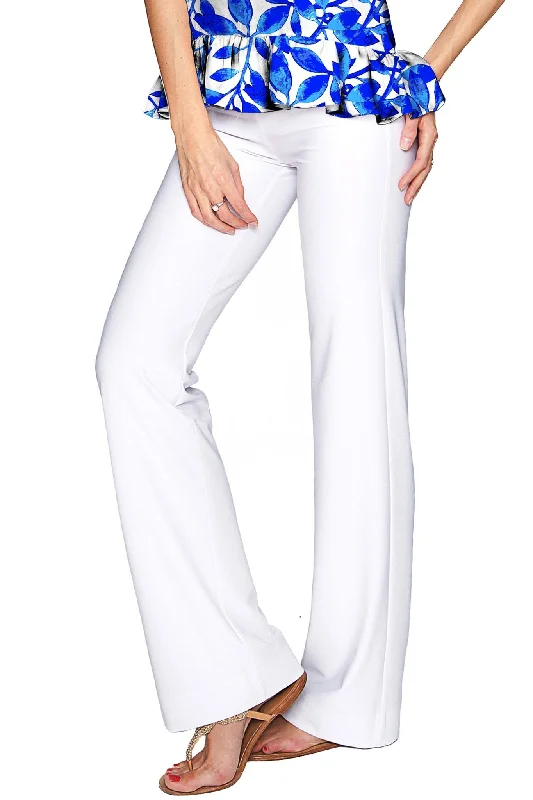 White Amelia Summer Stretch Pull-On Palazzo Pant - Women