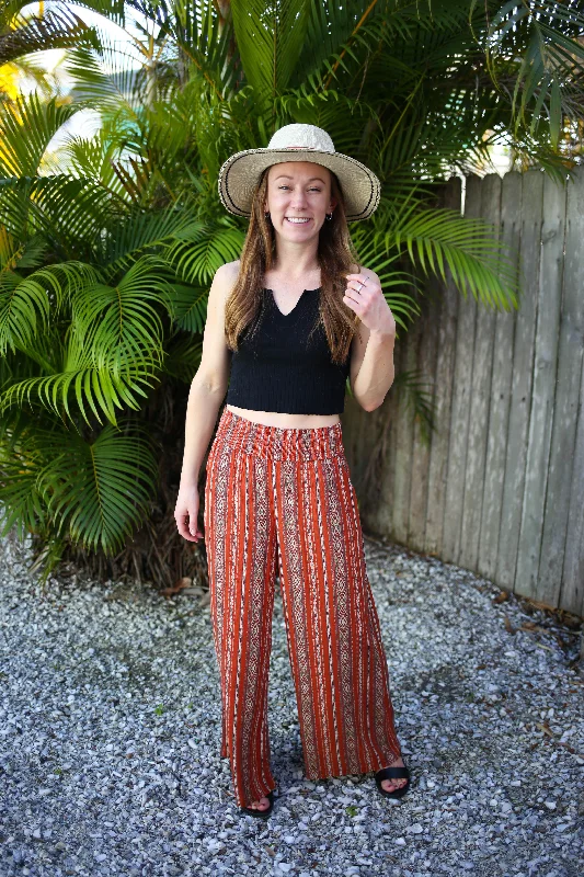 Rust Printed Wide Leg Pant | Boutique Elise | Corey