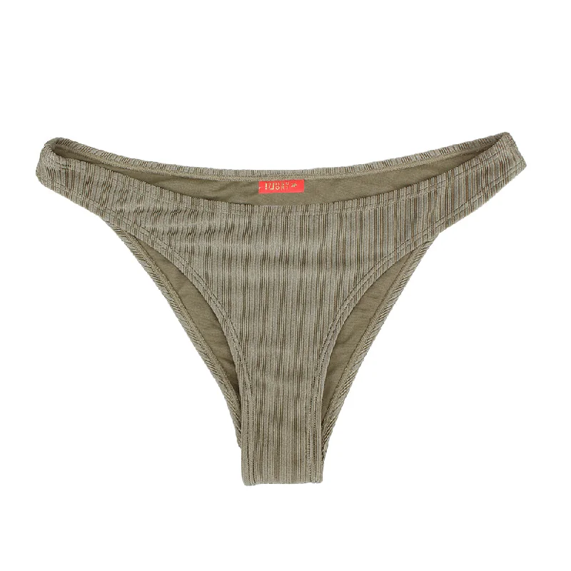 Women's Ribbed V Front Bikini Bottom,Khaki