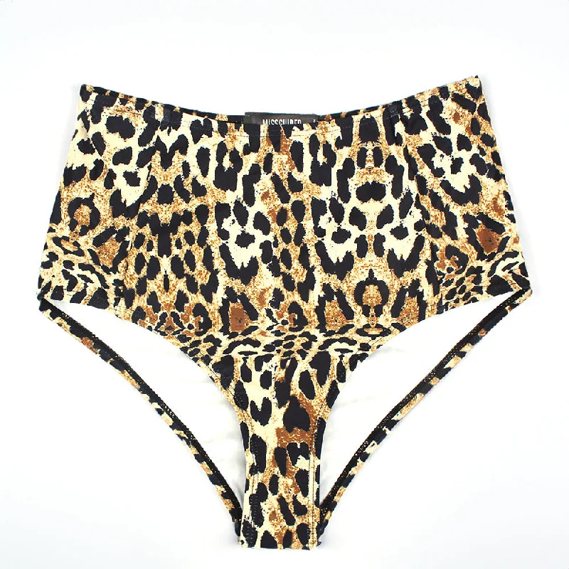 Women's High Waist Leopard Print Bikini Brief,Multi