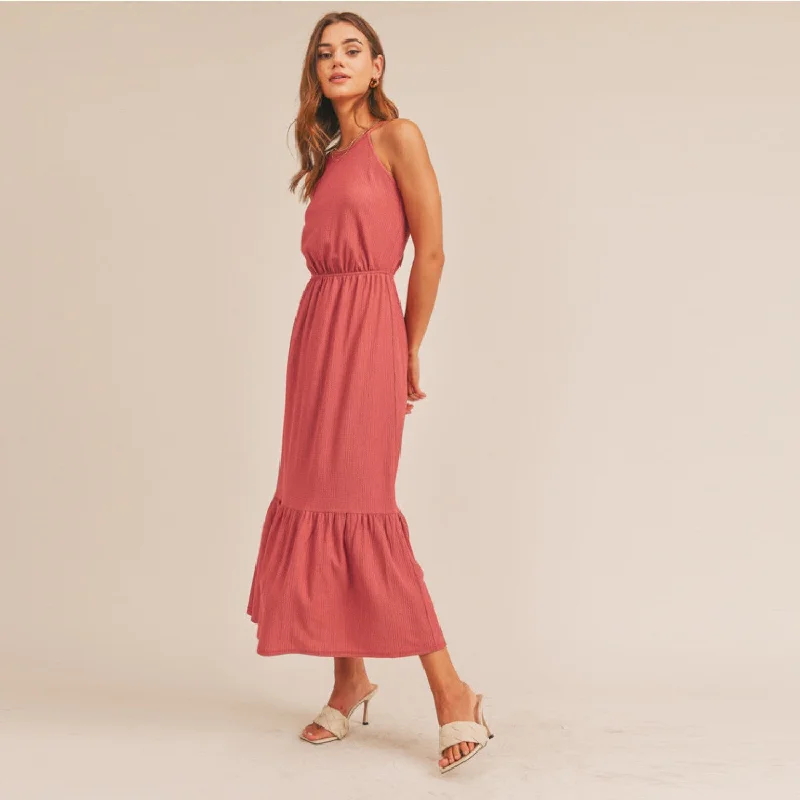 Halter Midi Dress (Berry)