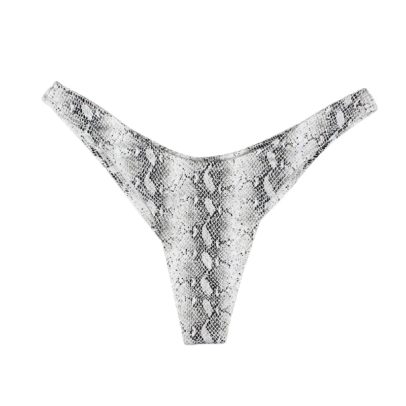 Women's Snake Print V-Style Bikini Bottom,Multi