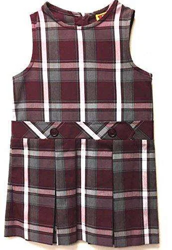 Girls High-Neck Pleated Plaid Jumper