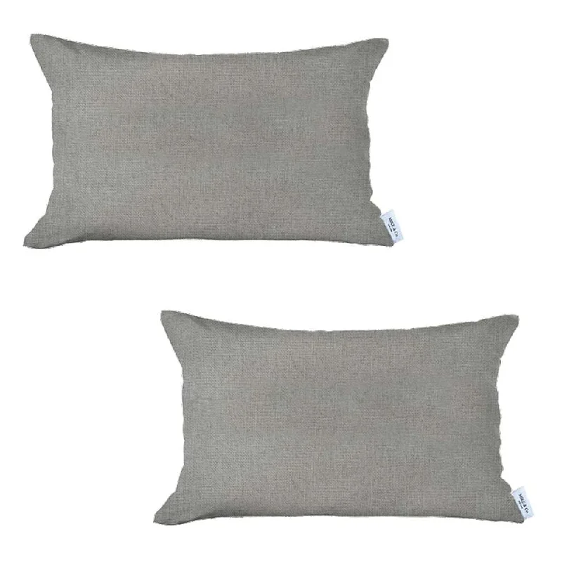 Set Of 2 White Solid Lumbar Pillow Covers