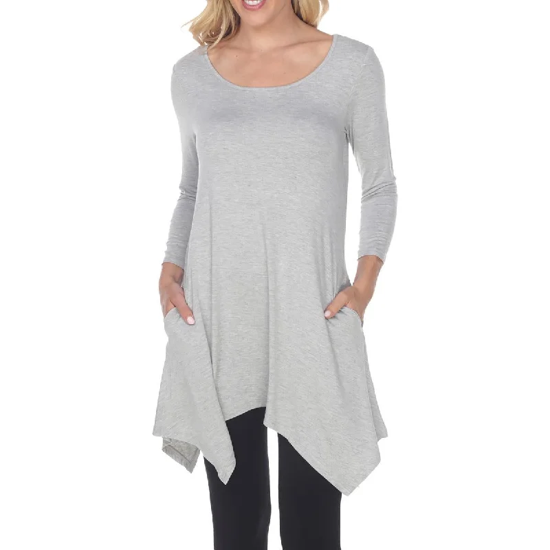 White Mark Womens Makayla Heathered Sharkbite Hem Tunic Top