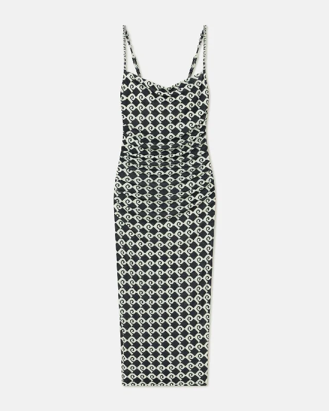 Alexa - Mesh Jersey Midi Dress - Diamond Check