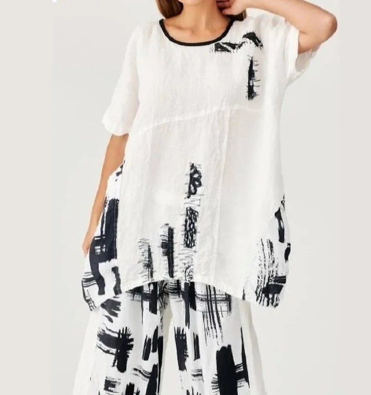 Print& Stitches Tunic Top In Black,white