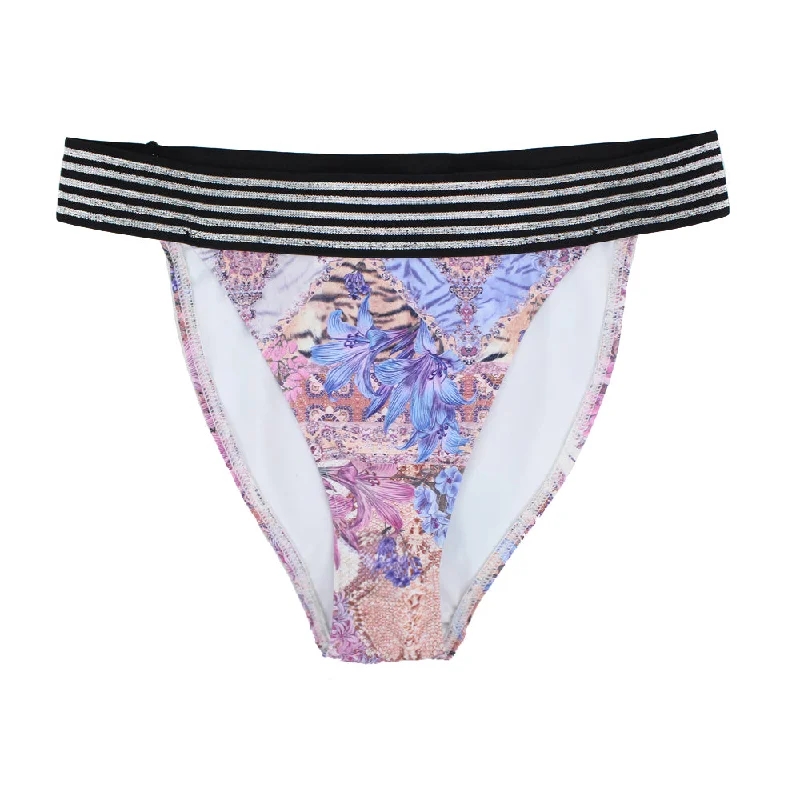 Women's Floral Glitter Waist Bikini Bottom,Multi