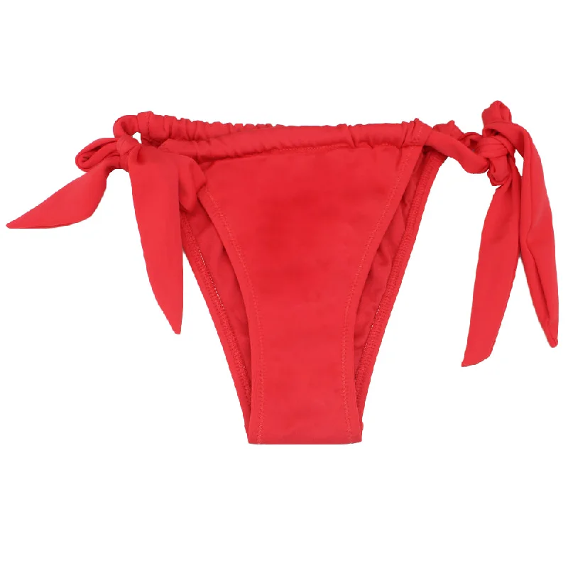 Women's Elastic Waist Tie-Side Bikini Bottom,Red