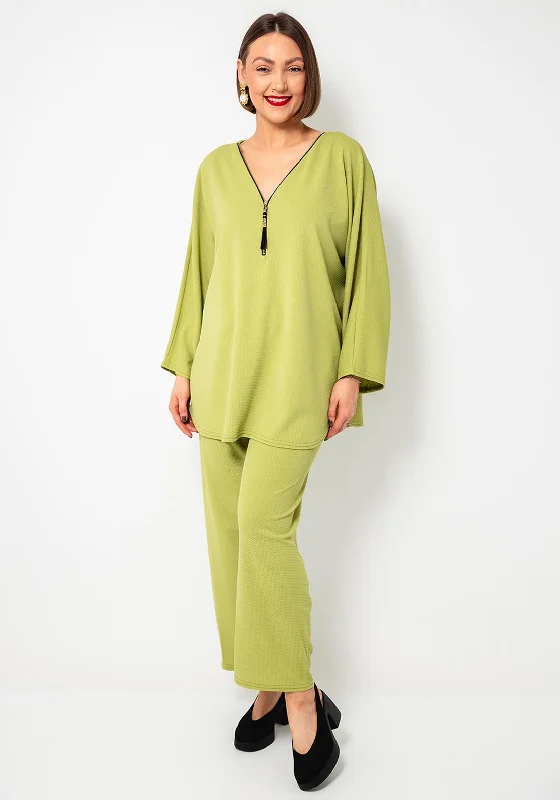 Serafina Collection One Size Tunic and Trouser Co-Ord, Green